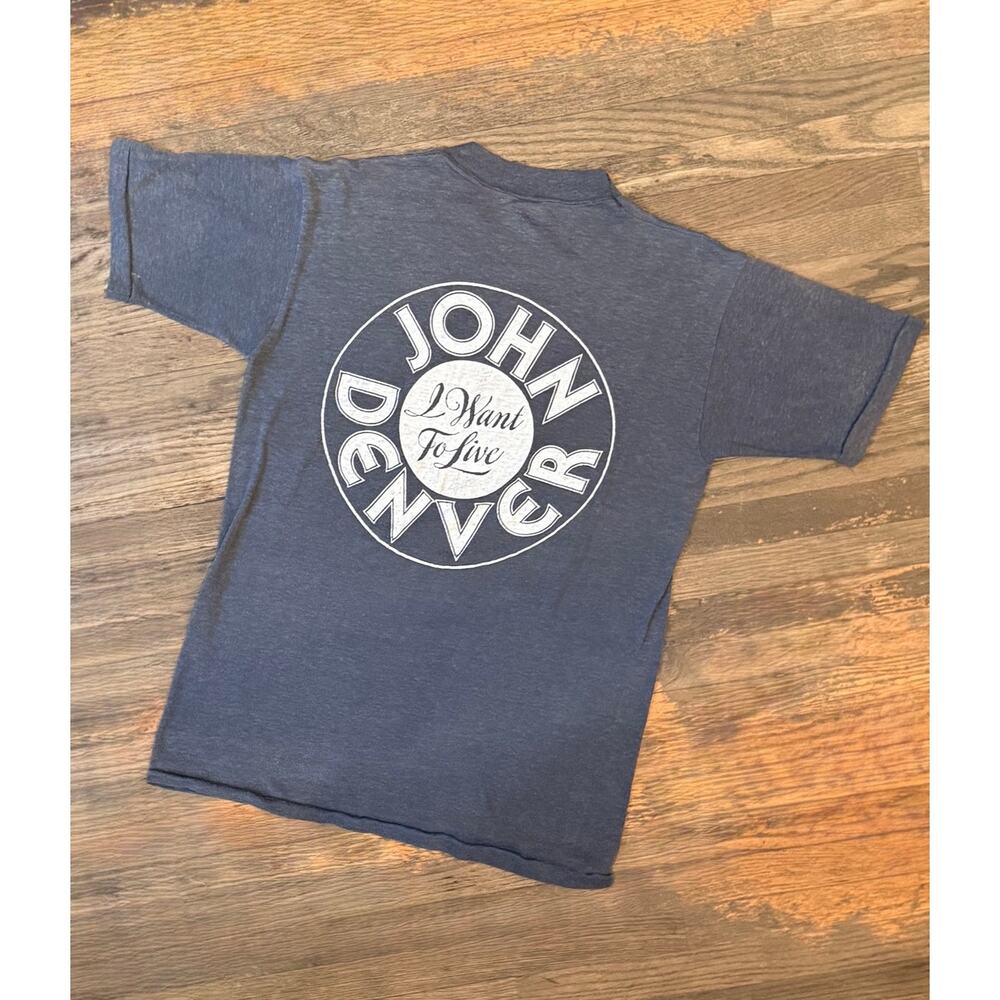 Vintage 70s John Denver T Shirt |I Want to Live Concert Tee Single Stitch|S - Picture 10 of 11